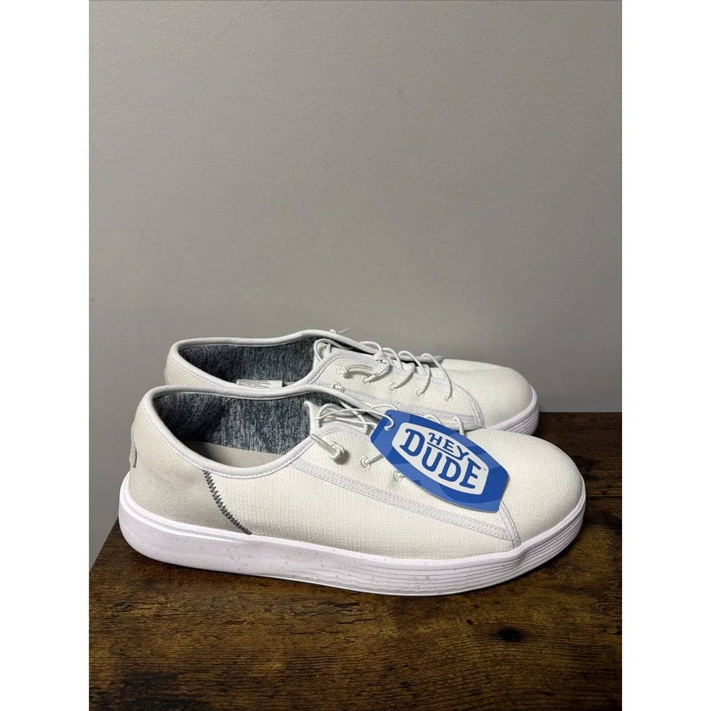NEW Hey Dude Cody M Sport Mesh Canvas Shoes Men Sz 13, White Slip-On Sneakers